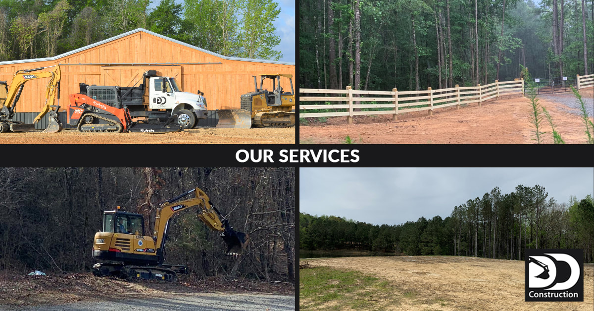 Our Services - D D Construction LLC in Nauvoo Alabama, Clearing, Mulching, Mowing, Pad Preparation, Pole Barns, Garages, Covered Porches, Decking and More!