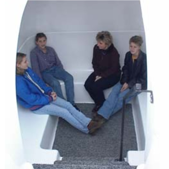 10 - 12 adults seated comfortably in the Refuge 1 Storm / Tornado Shelter